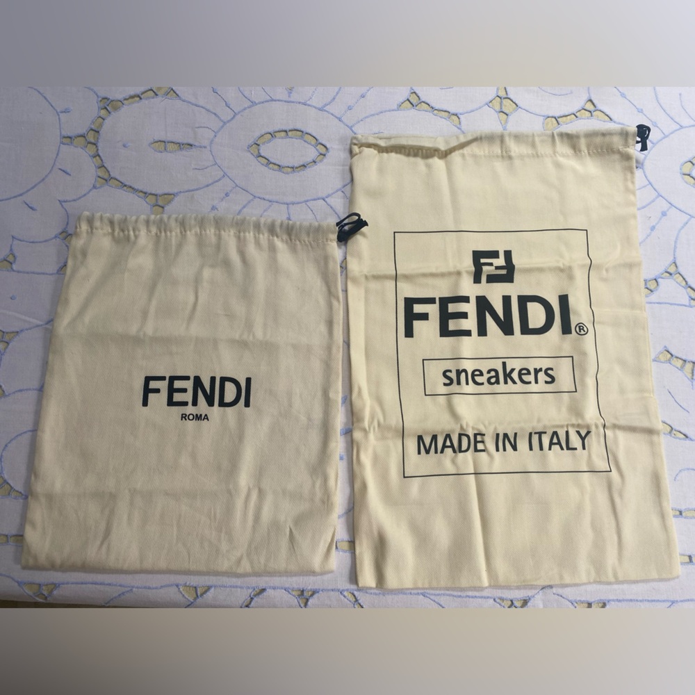 Fendi Cream and Black Logo Drawstring Pouches